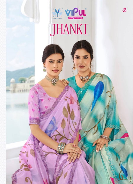 Jhanki By Vipul Organza Cruss Saree Best Wholesale Shop In Surat